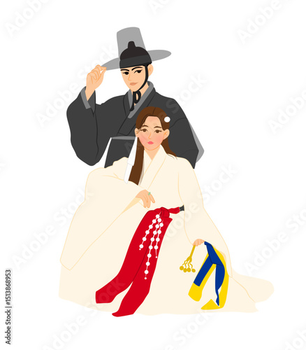  Traditional Korean Couple in Hanbok