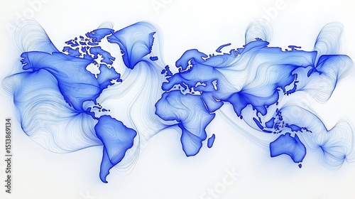 Abstract world map with flowing lines