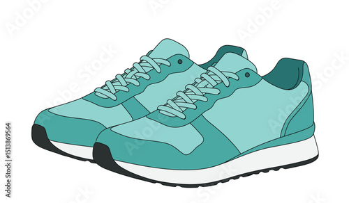 Modern fashion sneakers shoes. Sports shoes. Flat Vector isolated on white background. Running shoes. Men's or women's footwear.