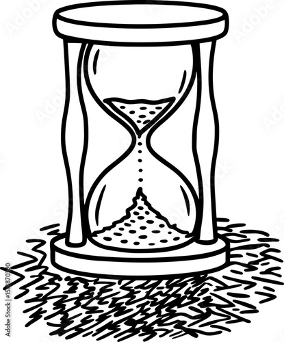 Classic hourglass with flowing sand, time measurement symbol, countdown and deadline concept illustration