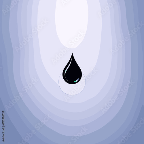 Stylized water droplet with a glossy finish, minimal design, soft gradient background, featuring copy space