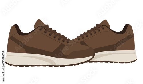 Modern fashion sneakers shoes. Sports shoes. Flat Vector isolated on white background. Running shoes. Men's or women's footwear.