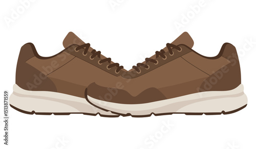 Modern fashion sneakers shoes. Sports shoes. Flat Vector isolated on white background. Running shoes. Men's or women's footwear.