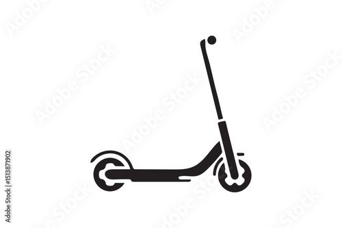 Electric kick scooter Icon silhouette on white background.