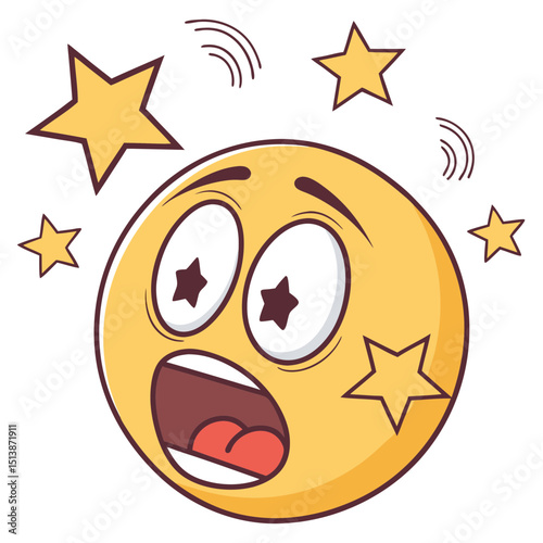 Surprised Emoji with Starry Eyes and Open Mouth
