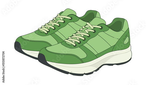 Modern fashion sneakers shoes. Sports shoes. Flat Vector isolated on white background. Running shoes. Men's or women's footwear.