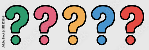 Vector icons of question marks in different colors – Perfect for quizzes, design templates, or learning apps