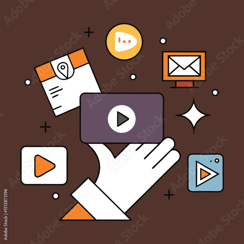 Flat web and mobile application icons set: vector symbols for business, internet, social media, and communication design