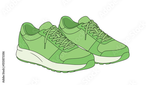 Modern fashion sneakers shoes. Sports shoes. Flat Vector isolated on white background. Running shoes. Men's or women's footwear.