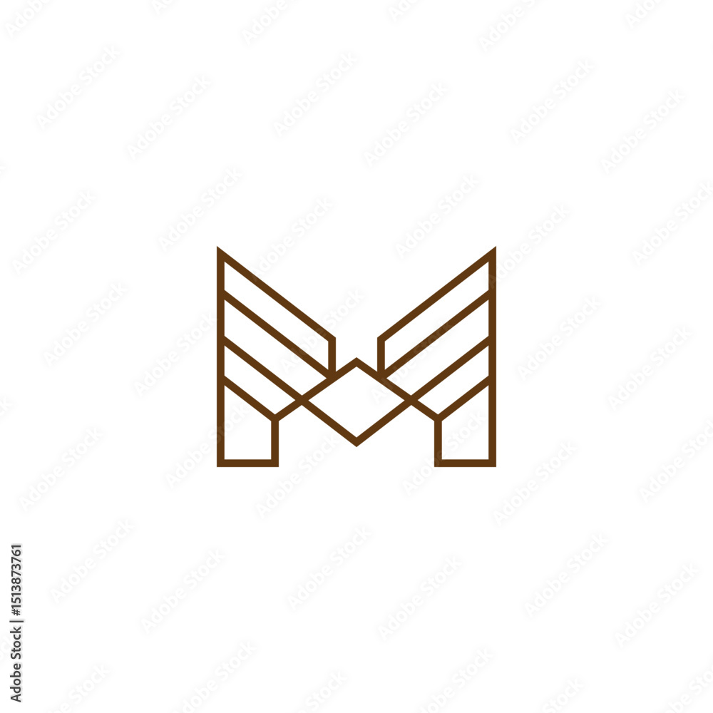 M letter logo with House in line art design M letter logo with House in line art design