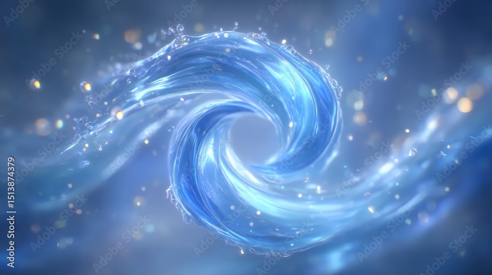 Obraz premium Swirling Blue Water Liquid Vortex Abstract Nature 8K Photorealistic