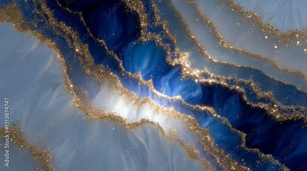 Fototapeta premium Luxury Blue Gold Abstract Paint Texture Background