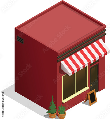 Isometric classic patisserie bakery shop