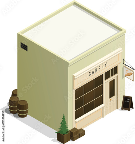  Isometric bakery shop