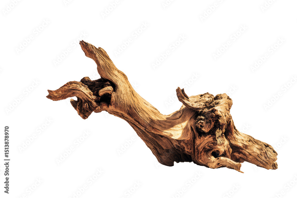 Fototapeta premium Wooden sculpture of a hand pointing, artistic craftsmanship, abstract design, suitable for creative spaces or exhibitions. Isolated on white background or PNG
