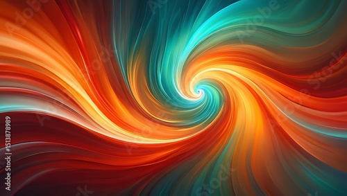 Abstract Swirling Vortex of Orange and Teal Hues
