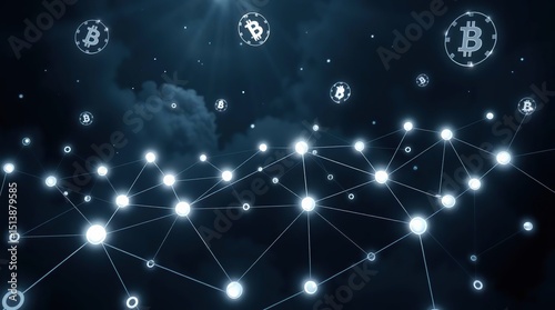 Surreal 3D Blockchain Network A Dreamlike Visualization of Crypto Connections