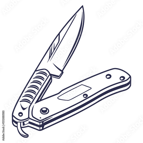Folding pocket knife silhouette closed position eps