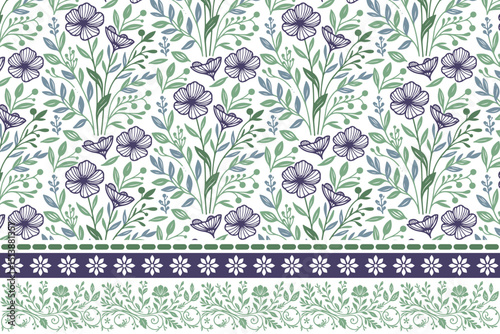 rose sketch with border, floral textile seamless texture, one line fashion wrapping paper, cotton flower print idea, modern pattern for fabric

