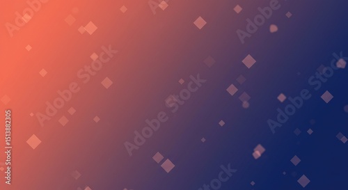 Abstract background with scattered diamond shapes, soft gradient from orange to blue