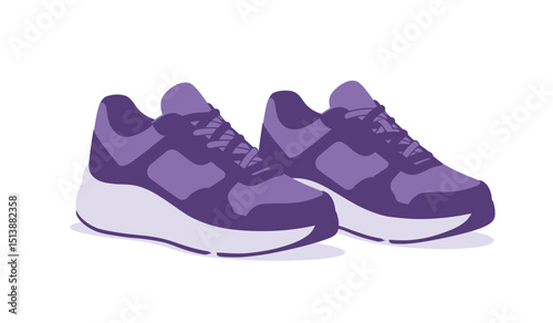 Modern fashion sneakers shoes. Sports shoes. Flat Vector isolated on white background. Running shoes. Men's or women's footwear.