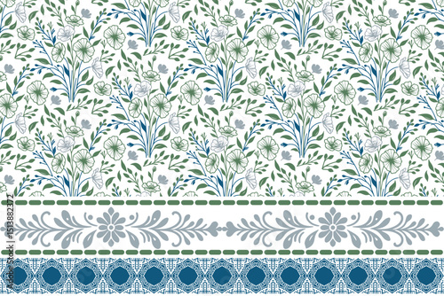 seamless floral border sketch, trendy fabric one line print, fashion rose cotton texture, minimalist textile wrapping idea, flower pattern style

