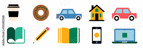 Daily life icon sheet in vector style – Great for lifestyle apps, planner templates, or productivity tools