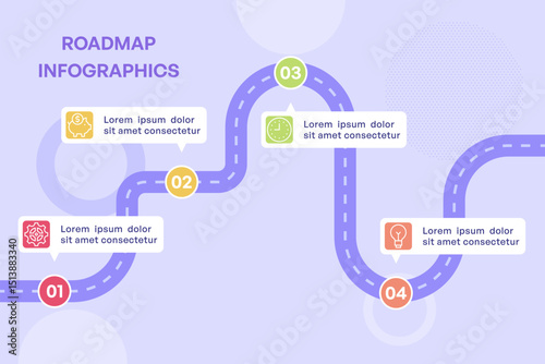 Zigzag Road Infographic with Four Bright Colored Steps