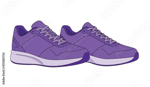 Modern fashion sneakers shoes. Sports shoes. Flat Vector isolated on white background. Running shoes. Men's or women's footwear.