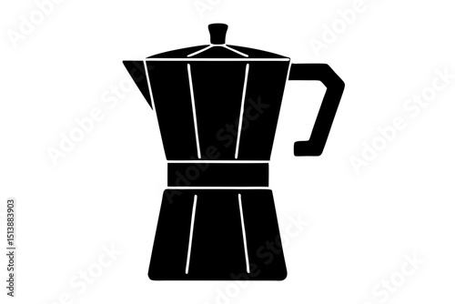 Black and white italian moka pot icon vector illustration for coffee lovers