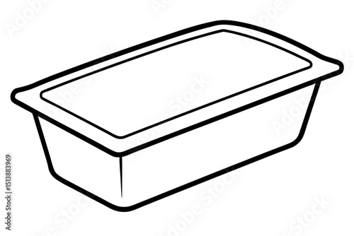 Black and white rectangular container outline with thick border isolated transparent illustration