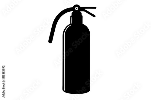 Black and white silhouette illustration of a fire extinguisher against a white background