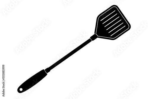 Black and white spatula silhouette isolated on a white background kitchen utensil