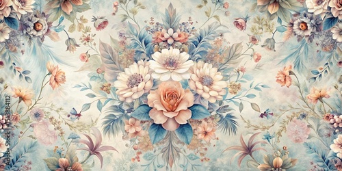 Pastel Botanical Wallpaper, Elegant Floral Design, Soft Flower Pattern, Delicate Spring Bloom Background