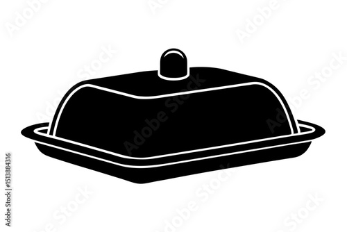 Elegant black cloche cover silhouette illustration suitable for culinary and food design projects