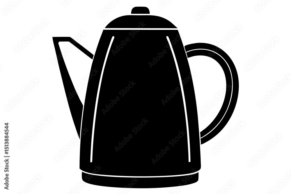 Fototapeta premium Minimalist black and white teapot illustration for coffee or beverage designs