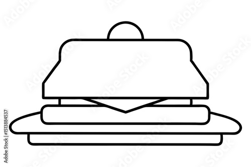 Minimalist black and white sandwich illustration on a transparent background for versatile design