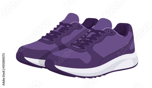 Modern fashion sneakers shoes. Sports shoes. Flat Vector isolated on white background. Running shoes. Men's or women's footwear.