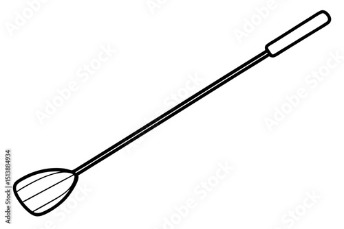 Simple black and white cooking utensil outline with transparent background