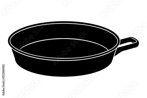 Simple black and white illustrated frying pan isolated on a white background