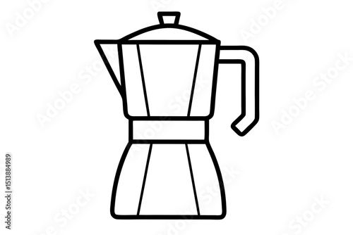 Simple black and white illustration of a classic italian moka pot