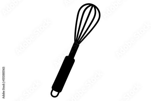 Simple black whisk icon on white background suitable for culinary design projects