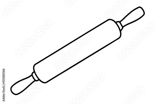 Simple hand drawn black outline rolling pin for culinary and bakery designs
