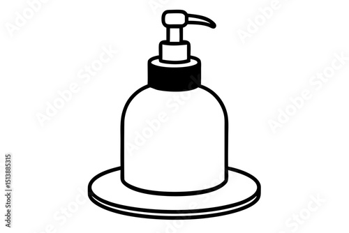 Simple outline illustration of a soap dispenser with transparent background