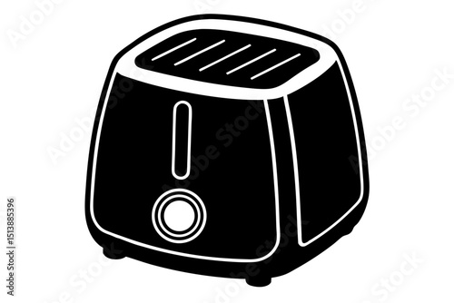 Sleek black and white toaster silhouette for modern kitchen design and graphic projects