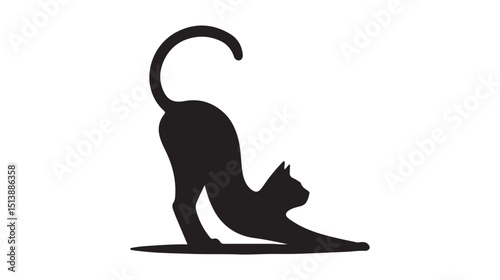 Elegant black cat silhouette stretching gracefully