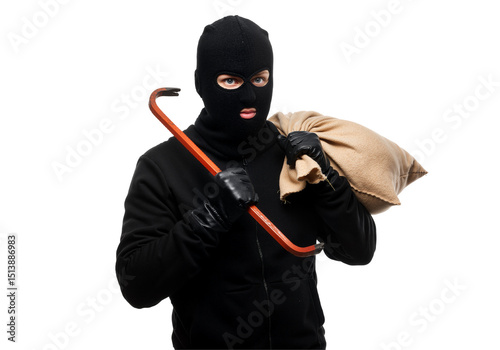 A man in a black hoodie and mask holds a cane, appearing serious as he stands with arms relaxed at his sides.