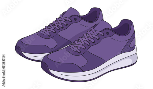 Modern fashion sneakers shoes. Sports shoes. Flat Vector isolated on white background. Running shoes. Men's or women's footwear.