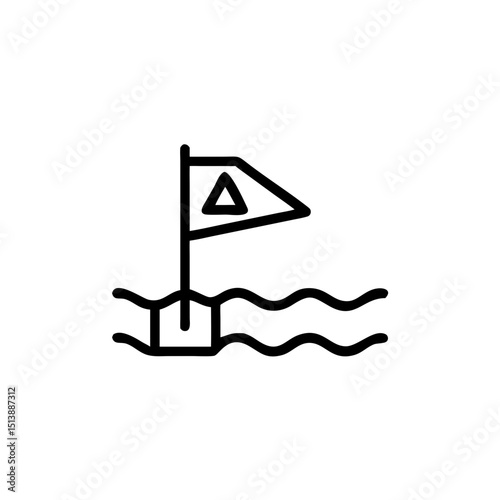 Red flag and beach symbol indicating danger zone in the water  
