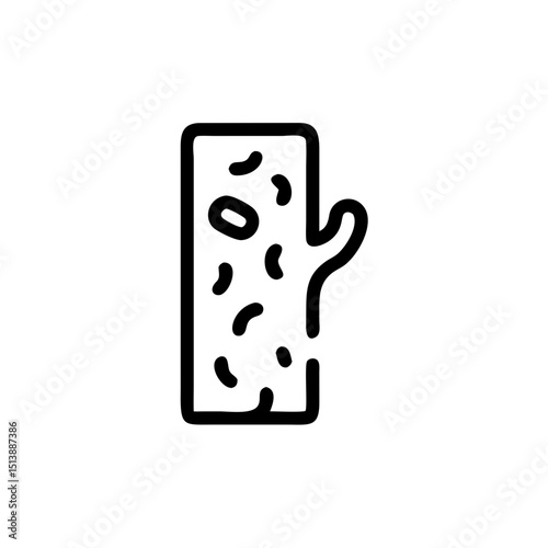 Tree bark with spores icon in minimalist line art style  